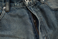 Harajuku Streetwear Washed Dirty Baggy Blue Jeans for Men and Women Straight