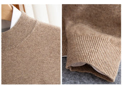 Fashion Men's 100% Wool Pullover Half-high Collar Sweater Autumn Winter Warm Top