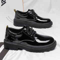 Classic Black Outdoor Walking Platform Dress Mens Leather Shoes