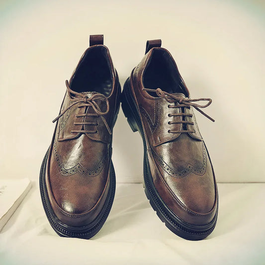 Men's Pointed Toe Lace-up Oxfords Mens Classic British Business Leather Shoes