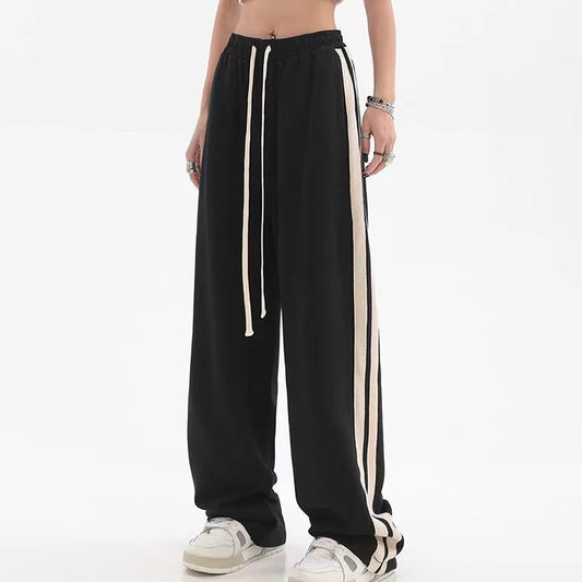 Striped Joggers Sweatpants Bf Hip Hop Women High Waist Wide Leg Sports Pants