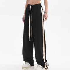 Striped Joggers Sweatpants Bf Hip Hop Women High Waist Wide Leg Sports Pants