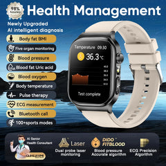 2025 New Five organ examination Health Care Smart Watch Men ECG+PPG Uric Acid Blood Fat Bluetooth Call Sports tracker Smartwatch