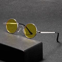 Fashion Retro Round Hippie Sunglasses for Women Men Trendy Punk Disco Party Glasses Circle Metal UV Protection Sunglasses