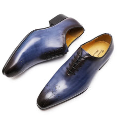 Daniel Shoes Italian Mens Dress Shoes Genuine Leather Blue Purple Oxfords Men