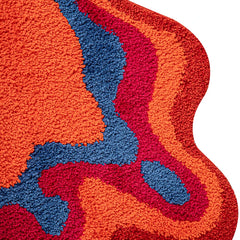 70s Retro Psychedelic Groovy Tufted Rug for Living Room Bedroom Fluffy Red Trippy