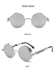 Classic Steampunk Sunglasses for Men and Women Retro Round Metal Frame Sunglasses