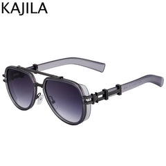 Sunglasses Men Brand Oval Metal Frame Steampunk Sunglasses