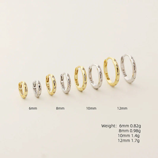 WANTME 925 Sterling Silver Fashion Simple Piercing Ear Closure Statement Stacked Ear Hoop Earrings for Women Huggies Jewelry