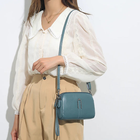 Genuine Leather Bag Women's Crossbody Bag for Woman Female Solid
