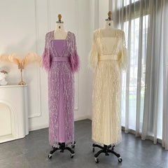 Homecoming Dresses: Light Yellow Luxury Feathers Evening Dresses for Women