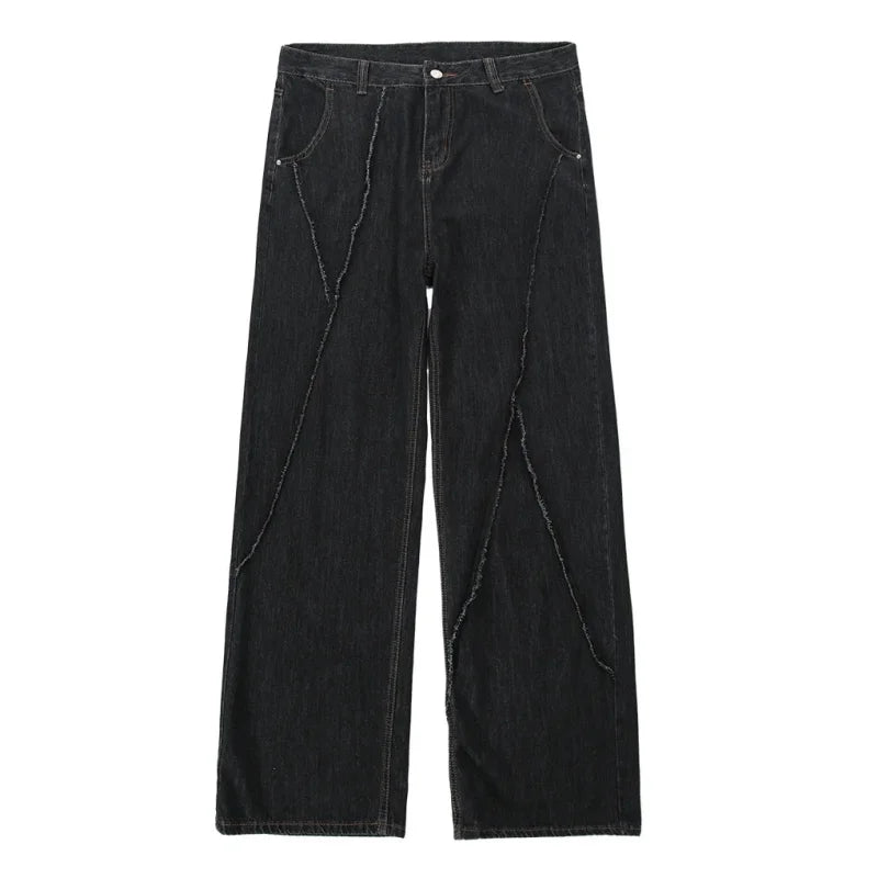 Men Jeans Pants Men Ripped Patchwork Denim Pants Male Oversized