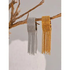 Statement Stainless Steel Chain Tassel Finger Ring Adjustable 18K PVD Plated
