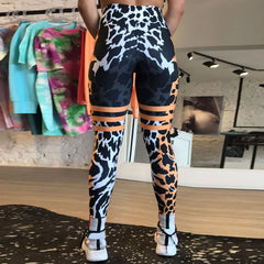 Leopard Stripe 3D Print Women's Pants Push Up Running Sports Leggings Slim Pants