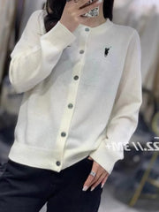 Autumn/Winter Women's New Cashmere Embroidered Cardigan Women's O-neck