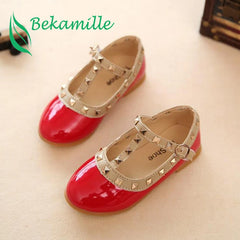 children casual shoes girls spring autumn leather shoes fashion Rivet princess baby shoes