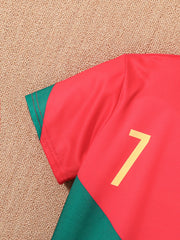 2025 Youth and Children Red and Green Splicing Color No. 7 Legend Quick-drying Sports Football Suit Set