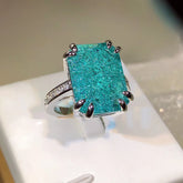 925 Silver Paraiba Tourmaline Gemstones Ring for Charm Lady finger fine