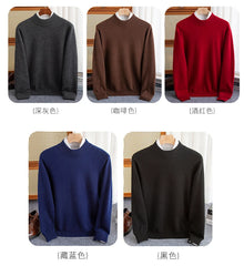 Fashion Men's 100% Wool Pullover Half-high Collar Sweater Autumn Winter Warm Top