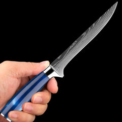 1-8 Piece Kitchen Knife Set, Blue Resin Handle for Chef Knife, Paring Knife