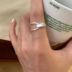 VENTFILLE 925 Sterling Silver Ring for Women Girl Jewelry Geometry Hollowed Out Design Overlapping Simple Gift Dropshipping