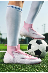 Mens Soccer Cleats High Ankle Football Shoes Long Spikes Outdoor Soccer