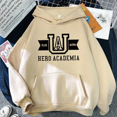 Anime Hoodies Simple Men Plus Size Streetwear Casual Warm Kangaroo Pocket
