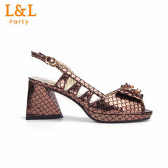 Matching Shoes and Bags: Peep Toe Hollow Fish Scale Design Ladies Shoes