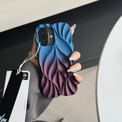 Luxury fashion 3D Leaf Pattern Soft phone Case for iPhone 16 15 14 13 Pro Max Plus Leaf Ripple Candy Color Shockproof Back Cover