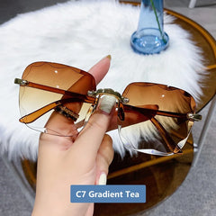 Sunglasses for Women Rimless Gradient Ocean Lens Female Male Eyeglasses