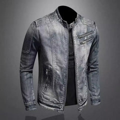 Spring Men Fashion Handsome Casual European and American Zipper Denim Jacket