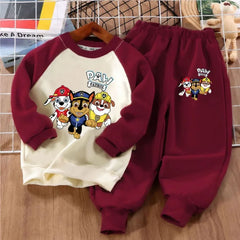 PAW Patro Print Kids Sport Clothes Sets Spring Fall Boys Spliced Sweatshirt 2-piece Suit Kids O Neck Hoodies Trousers 2pcs Set