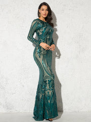 Homecoming Dresses: Stretch Sequined Evening Dress Modest Elegant Prom Gown