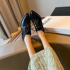 Spring Net Cloth Oxfords Women Shoes Lace-Up Ladies Brogue Flat Derby Shoes