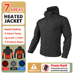 Winter Heated Jacket 7 Zone USB Electric Heating Jacket Washed Warm Jacket Man