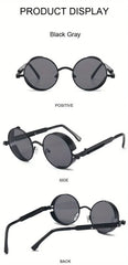 Classic Steampunk Sunglasses for Men and Women Retro Round Metal Frame Sunglasses