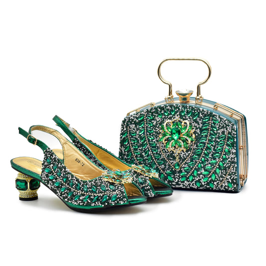Matching Shoes and Bags: Shoes And Bag Matching Set With Gold Women Italian Shoes