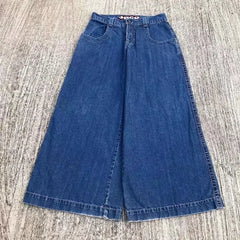 Jeans Harajuku Retro Solid Color Loose Jeans Ladies Y2K Black Pants Men
