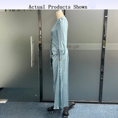 Wefads Women Maxi Dress Autumn Fashion Temperament Solid Round Neck