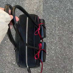 Womens Shoulder Bag Soft Suede with PU Leather Bowling Handbag Casual