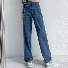 Jeans Women Wide Leg Pants Mom Femme Black Blue Jeans High Waist Woman Trousers