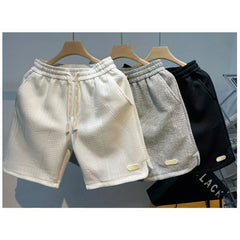 Shorts Men'S Casual Jogging Sport Short Pants Wave Pattern Solid Male Drawstring