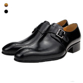 Mens Formal Male Shoe Side Buckle Leather Shoes Pointed Toe Bullock