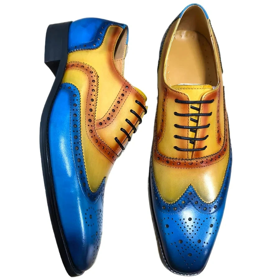 Genuine Brogue Leather Men Shoes High Grade Fashion Formal Office Oxford Male