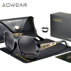 Sunglasses Women Polarized Square Vintage Sun Glasses Ladies Diamond