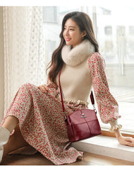 Women Embroidery Tote Bag Leather Ladies Handbags