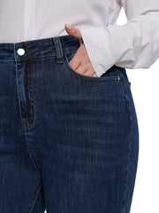 Plus Size Wide Leg Jeans for Women High Waist Stretchy Lady Baggy Jeans