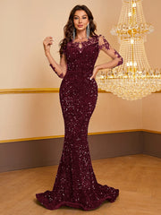 Homecoming Dresses: Women's embroidered Mermaid Hem Sequin Prom Dress