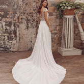 White Bridesmaid Dresses: Wedding Dresses With Cap Sleeve V-Neck Lace