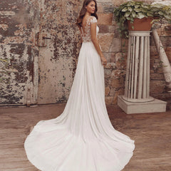 White Bridesmaid Dresses: Wedding Dresses With Cap Sleeve V-Neck Lace